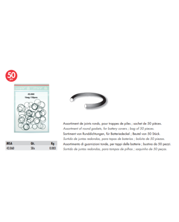 Assortiment de 50 joints ronds pour trappes de piles HOROTEC