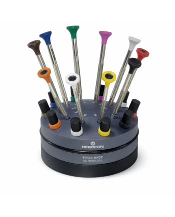 Socle 10 tournevis horloger inox Swiss Made 30081-S10