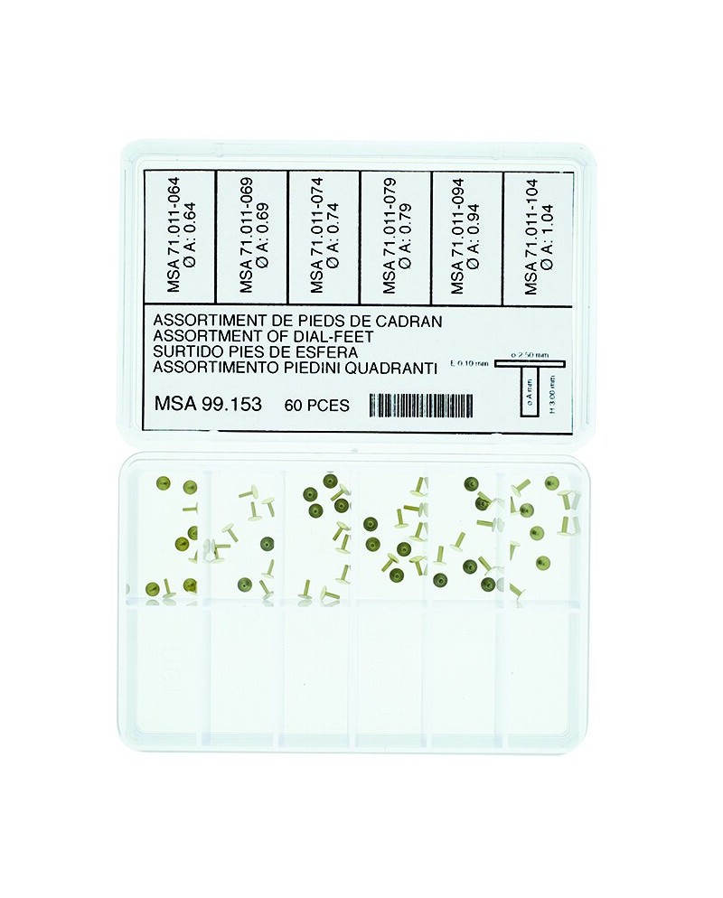 Assortiment de pieds de cadran à coller - HOROTEC