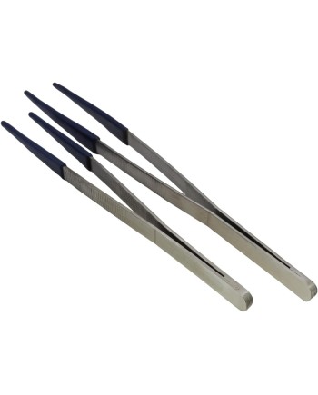 AUGUSTA - Assortiment de 2 brucelles métalliques avec pointes PVC 205 / 250 mm