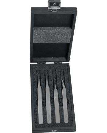 HOROTEC 12.383 - Coffret bois avec 4 brucelles acier 100 % antimagnétique