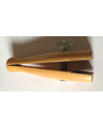 Étau à main en bois arrondi avec mors en cuir 160 mm