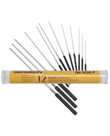 BERGEON 4254-P - Assortiment de 12 équarrissoirs avec manches PVC Ø 0,33 à 2,34 mm