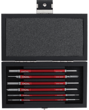 HOROTEC 22.578 - Assortiment de fraises doubles à ébavurer et ébiser en coffret bois