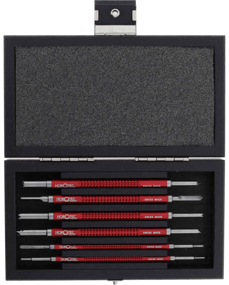 HOROTEC 22.578 - Assortiment de fraises doubles à ébavurer et ébiser en coffret bois