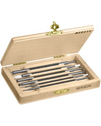 BERGEON 30414 - Assortiment de 6 fraises doubles à ébavurer et ébiser en coffret bois
