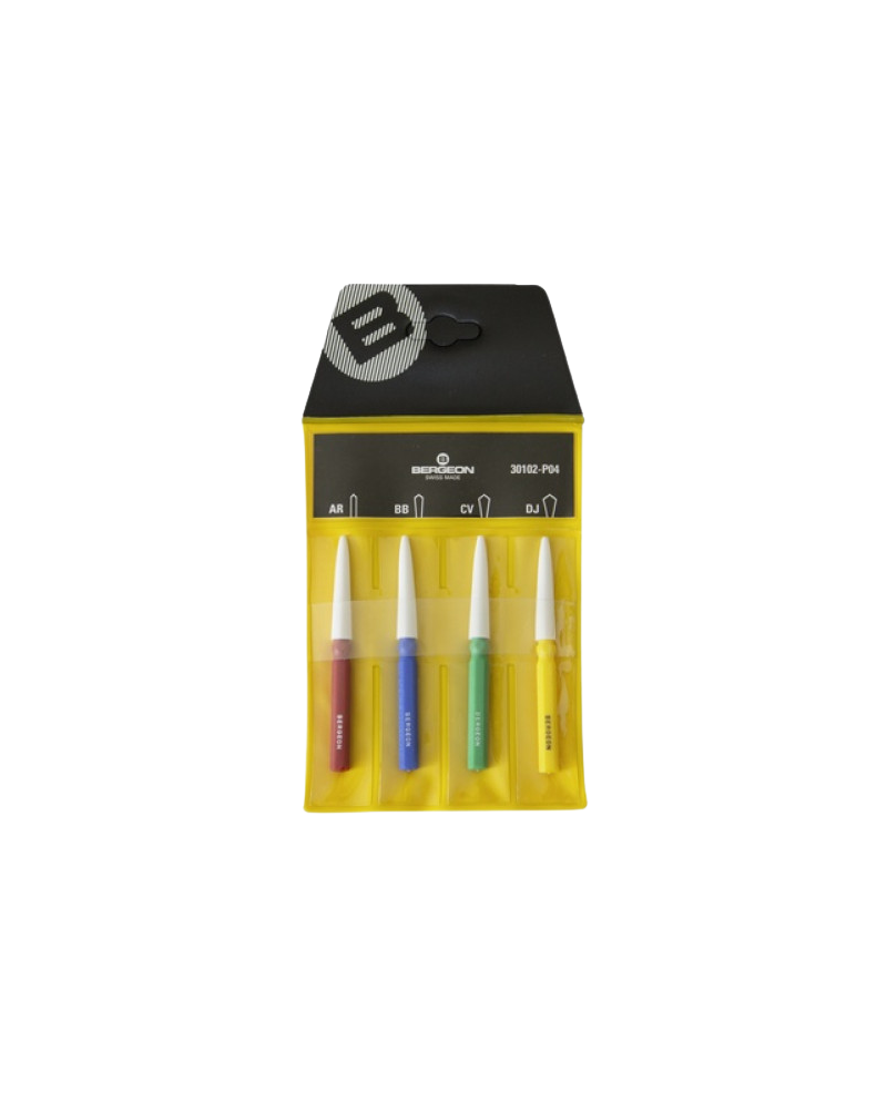 BERGEON 30102-P04 - Set de 4 pique-huile en pochette