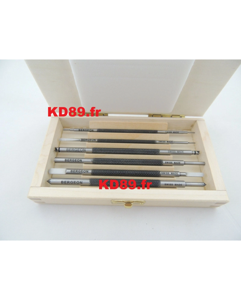 BERGEON 30414 - Assortiment de 6 fraises doubles à ébavurer et ébiser en coffret bois