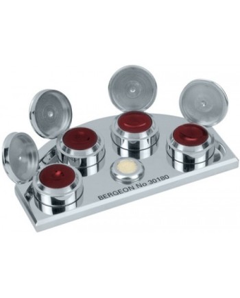 BERGEON 30180 - Huilier en laiton poli chromé avec 4 godets en rubis