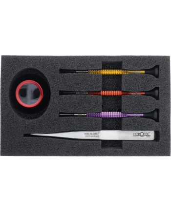 HOROTEC - Set d'outils avec 3 tournevis, loupe et brucelles antimagnétiques