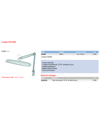 HOROTEC 00.646 - Lampe d'établi d'horloger à bras articulés