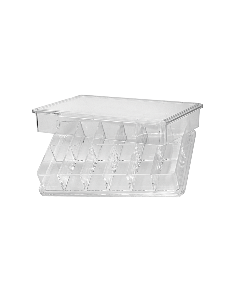 Boîte plastique compartimentée transparente - HOROTEC  17.516