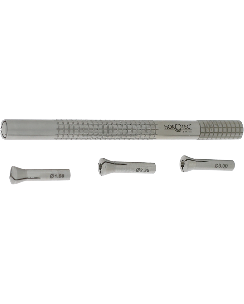 HOROTEC 02.024 - Broche moletée en acier avec pinces