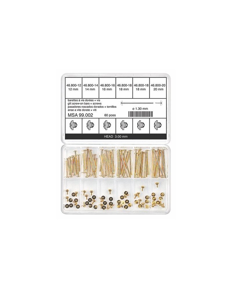 Assortiment de barrettes à vis dorées - HOROTEC