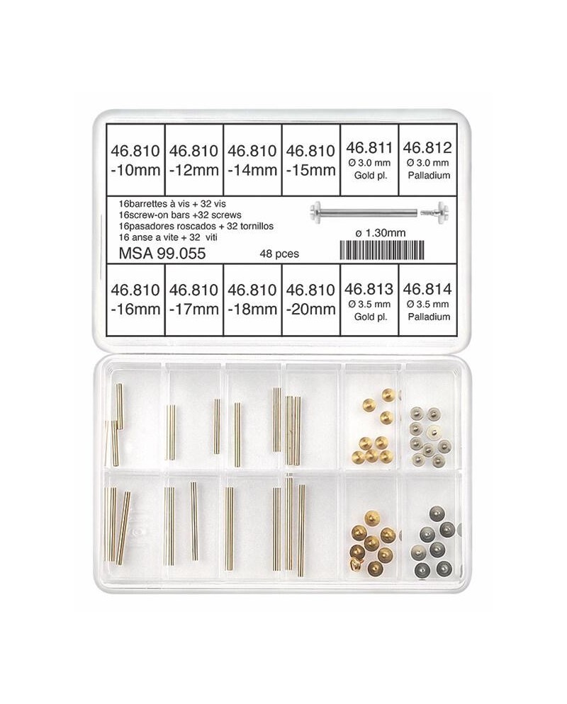 Assortiment de barrettes à vis, maillechort - HOROTEC