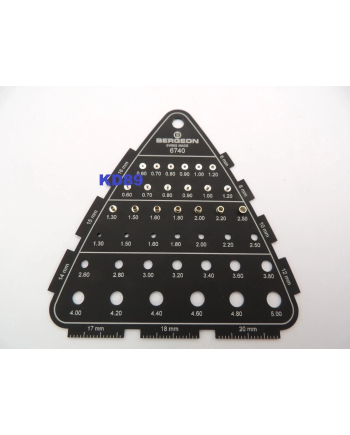 BERGEON 6740 - Jauge pour couronnes et tiges de remontoir en aluminium