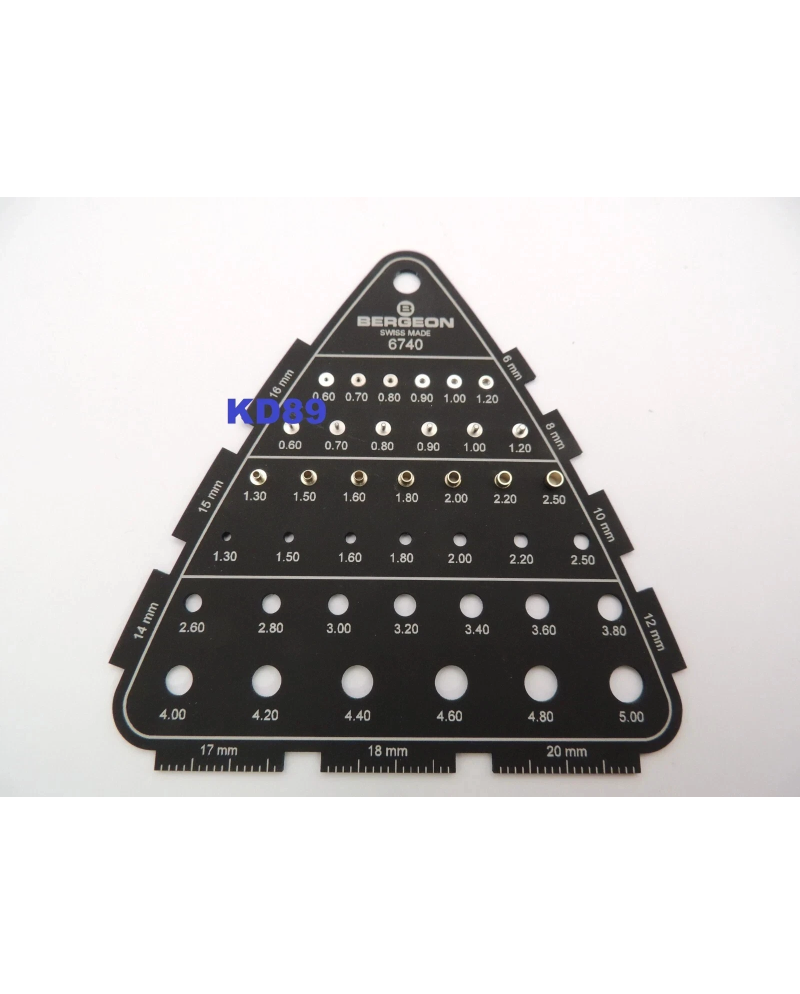 BERGEON 6740 - Jauge pour couronnes et tiges de remontoir en aluminium