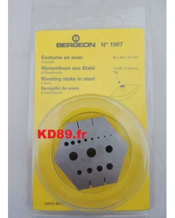 BERGEON 1907 - Enclume en acier avec 15 trous et 4 fentes