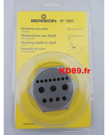 BERGEON 1907 - Enclume en acier avec 15 trous et 4 fentes