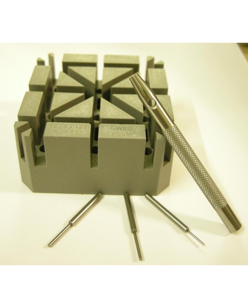 BERGEON - Kit chasse-goupilles avec bloc porte-bracelet et 3 pointes