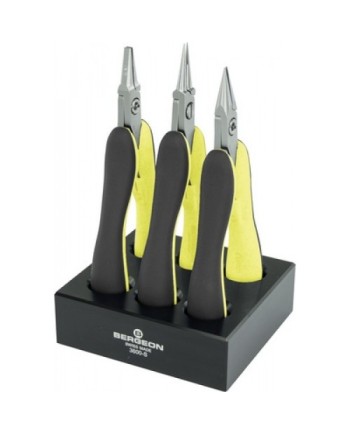 BERGEON 3630-D - Assortiment de 3 pinces sur socle