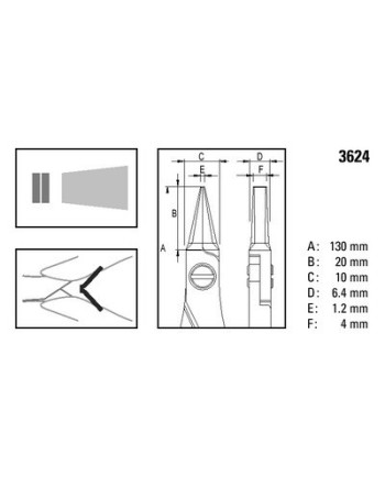 BERGEON 3624 - Pince plate à bec lisse antistatique
