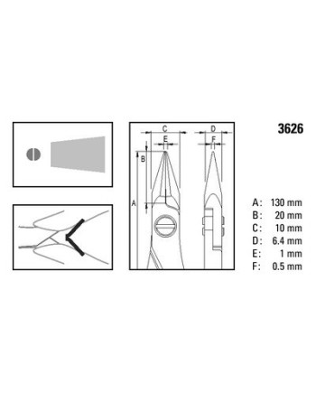 BERGEON 3626 - Pince plate demi-ronde à bec lisse antistatique