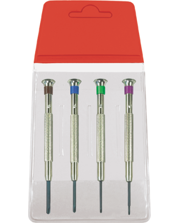 HOROTEC 01.400-A - Assortiment de 4 tournevis cruciformes à mèche fixe