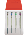 HOROTEC 01.400-A - Assortiment de 4 tournevis cruciformes à mèche fixe