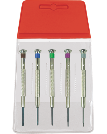 HOROTEC 01.400-B - Assortiment de 5 tournevis cruciformes à mèche fixe