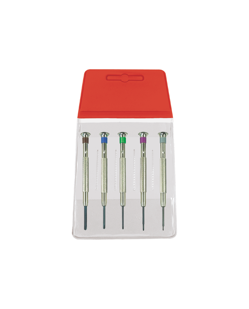 HOROTEC 01.400-B - Assortiment de 5 tournevis cruciformes à mèche fixe