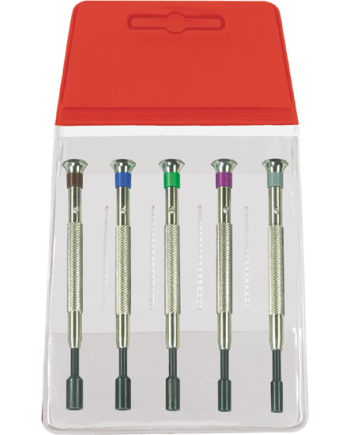 HOROTEC 01.107-05 - Assortiment de 5 tournevis spéciaux à clé fixe femelle