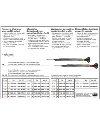 BERGEON 7965 - Tournevis d'horloger à profilé spécial