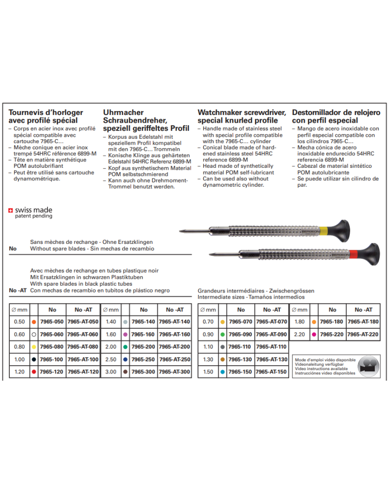 BERGEON 7965 - Tournevis d'horloger à profilé spécial