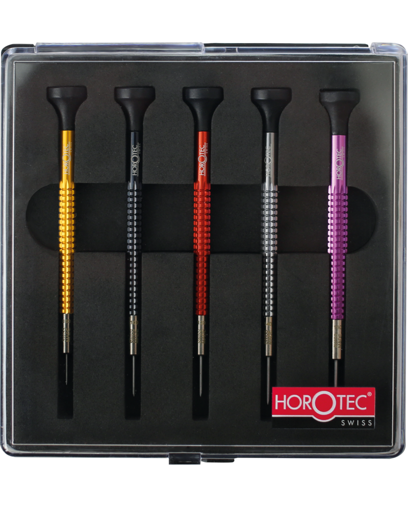 HOROTEC 01.020-D - Assortiment de 5 tournevis en aluminium