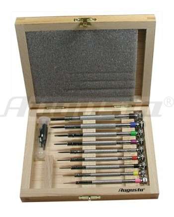 AUGUSTA - Coffret en bois de 9 tournevis avec mèches de rechange