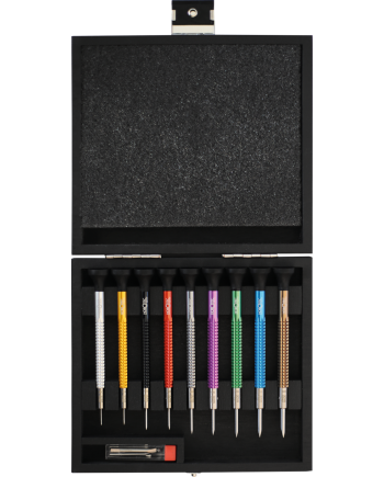 HOROTEC 01.020-E - Assortiment de 9 tournevis en aluminium avec mèches de rechange