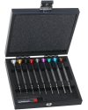 HOROTEC 01.218-A - Coffret en bois de 9 tournevis d'horloger avec mèches de rechange