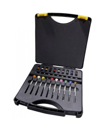 BERGEON 30081-AM10 - Coffret de 10 tournevis d'horloger avec mèches de rechange
