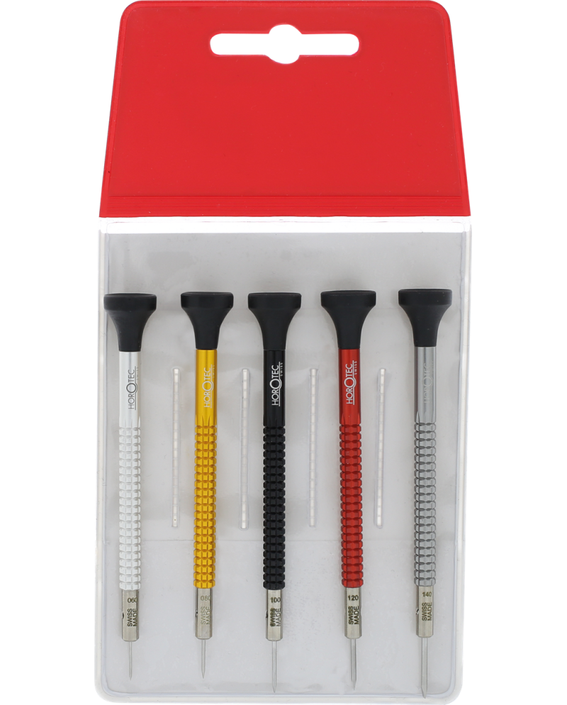 HOROTEC 01.020-H - Pochette de 5 tournevis d'horloger