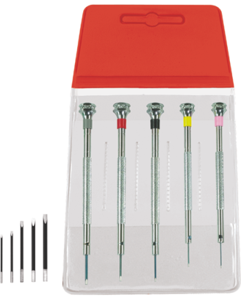 HOROTEC 01.095 - Pochette de 5 tournevis d'horloger