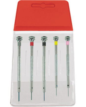 HOROTEC 01.095 - Pochette de 5 tournevis d'horloger