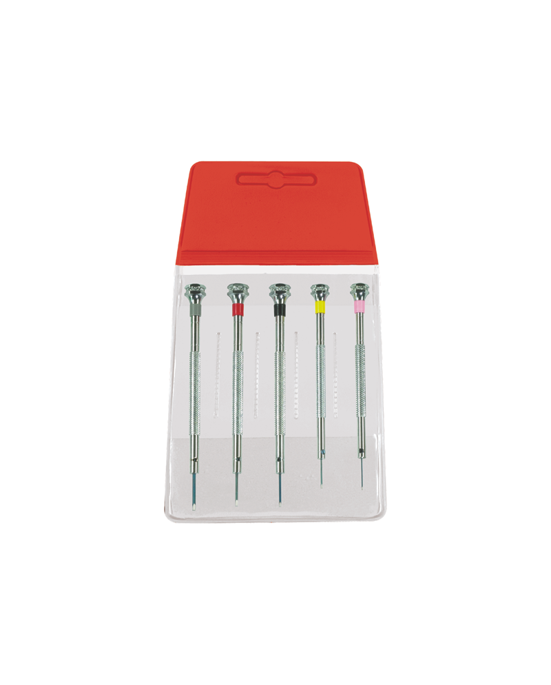 HOROTEC 01.095 - Pochette de 5 tournevis d'horloger