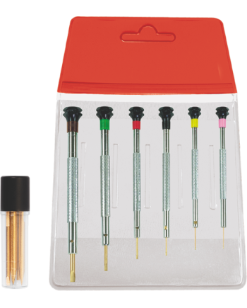 HOROTEC 01.014 - Pochette de 6 tournevis antimagnétiques avec mèches de rechange