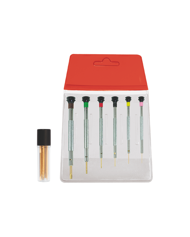 HOROTEC 01.014 - Pochette de 6 tournevis antimagnétiques avec mèches de rechange