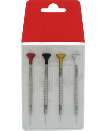 HOROTEC 01.218-G - Pochette de 4 tournevis avec tête aluminium sur roulement à billes