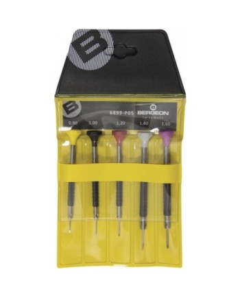 BERGEON 6899-P05 - Pochette de 5 tournevis d'horloger avec membrane élastomère