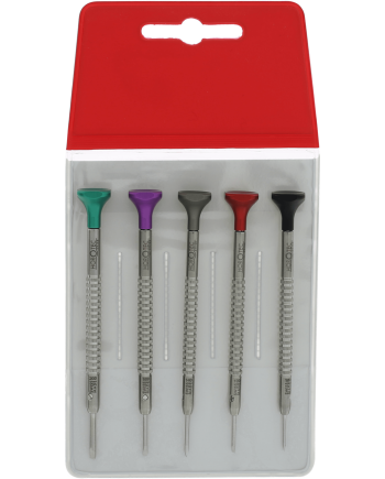 HOROTEC 01.218-F - Pochette de 5 tournevis avec tête aluminium sur roulement à billes