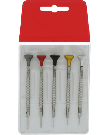 HOROTEC 01.218-B - Pochette de 5 tournevis avec tête aluminium sur roulement à billes