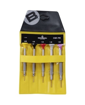 BERGEON 31081-P05 - Pochette de 5 tournevis d'horloger amagnétiques